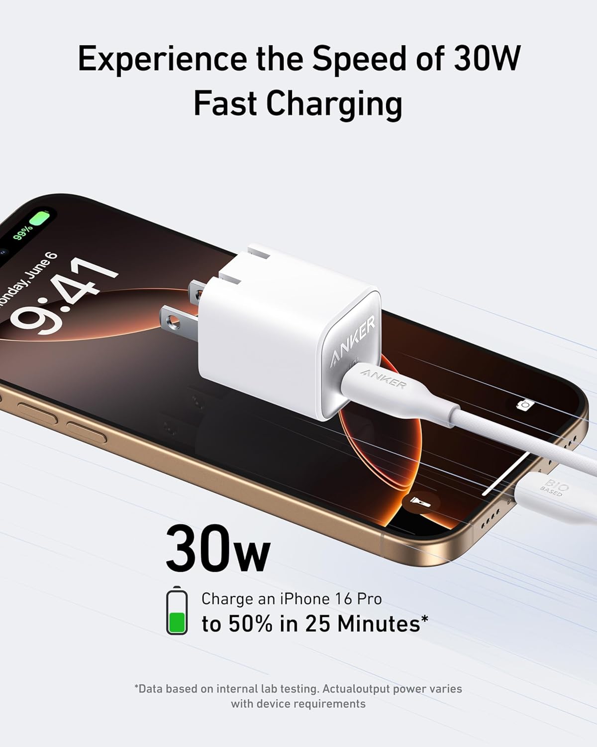 Anker Nano Charger, USB C GaN Charger 30W, PIQ 3.0 Foldable PPS Fast Charger for iPhone 16/15 and More Series, Galaxy, iPad, Compatible with MagSafe