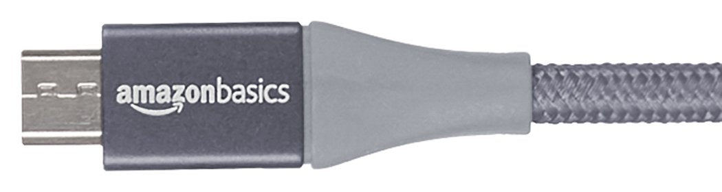 Amazon Basics Micro USB to USB-A 2.0 Fast Charging Cable, Nylon Braided Cord, 480Mbps Transfer Speed, 6 Foot, Dark Gray