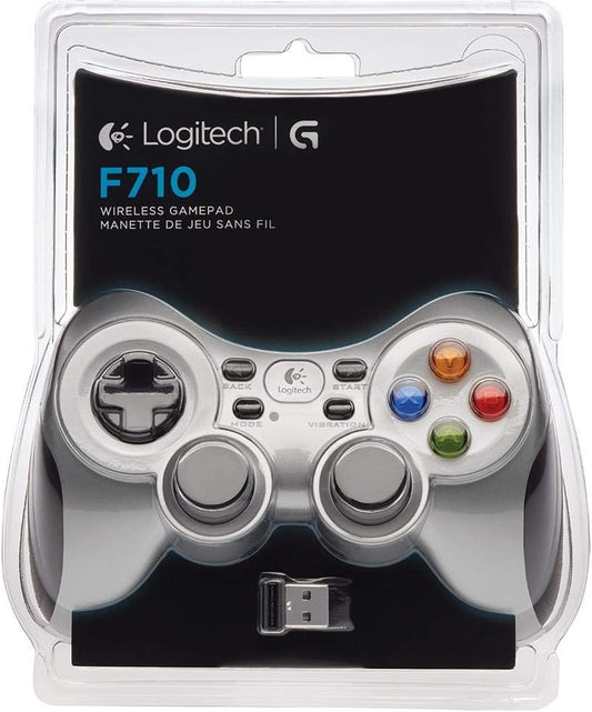 Logitech G F710 Wireless Gamepad, 2.4 GHz Wireless with USB Nano-Receiver, Controller Dual Vibration Feedback, 4 Switch D-Pad, PC - Grey/Black