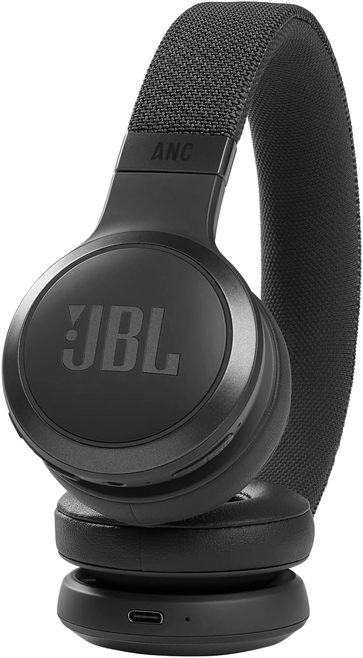 JBL Live 460NC wireless on-ear Noise Cancelling headphones with 50H battery, microphone for calls, lightweight and comfortable, and Alexa Built-in (Optimized for Android), iOS compatible (Black)